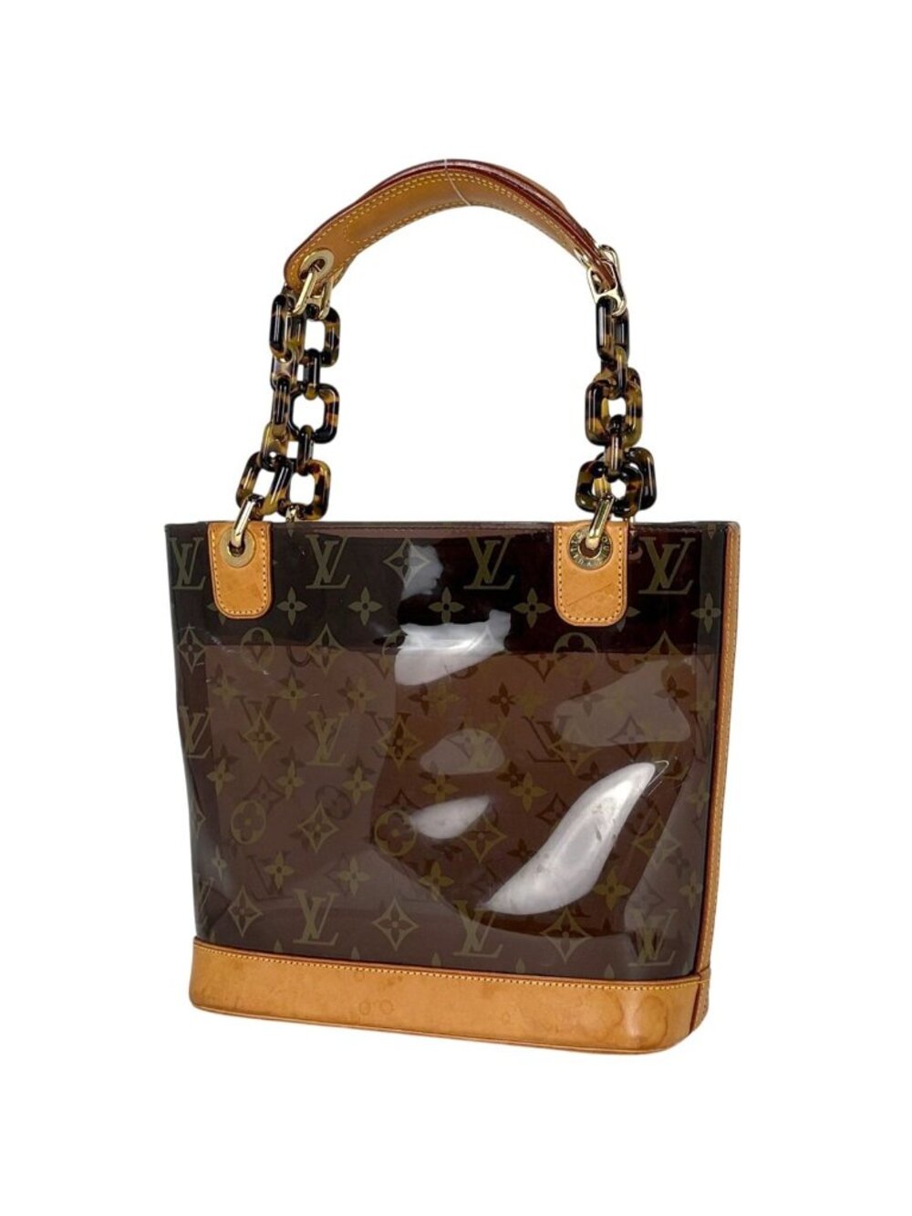 Louis Vuitton Cabas Ambre PM Tote Clear Monogram Handbag Vinyl Brown